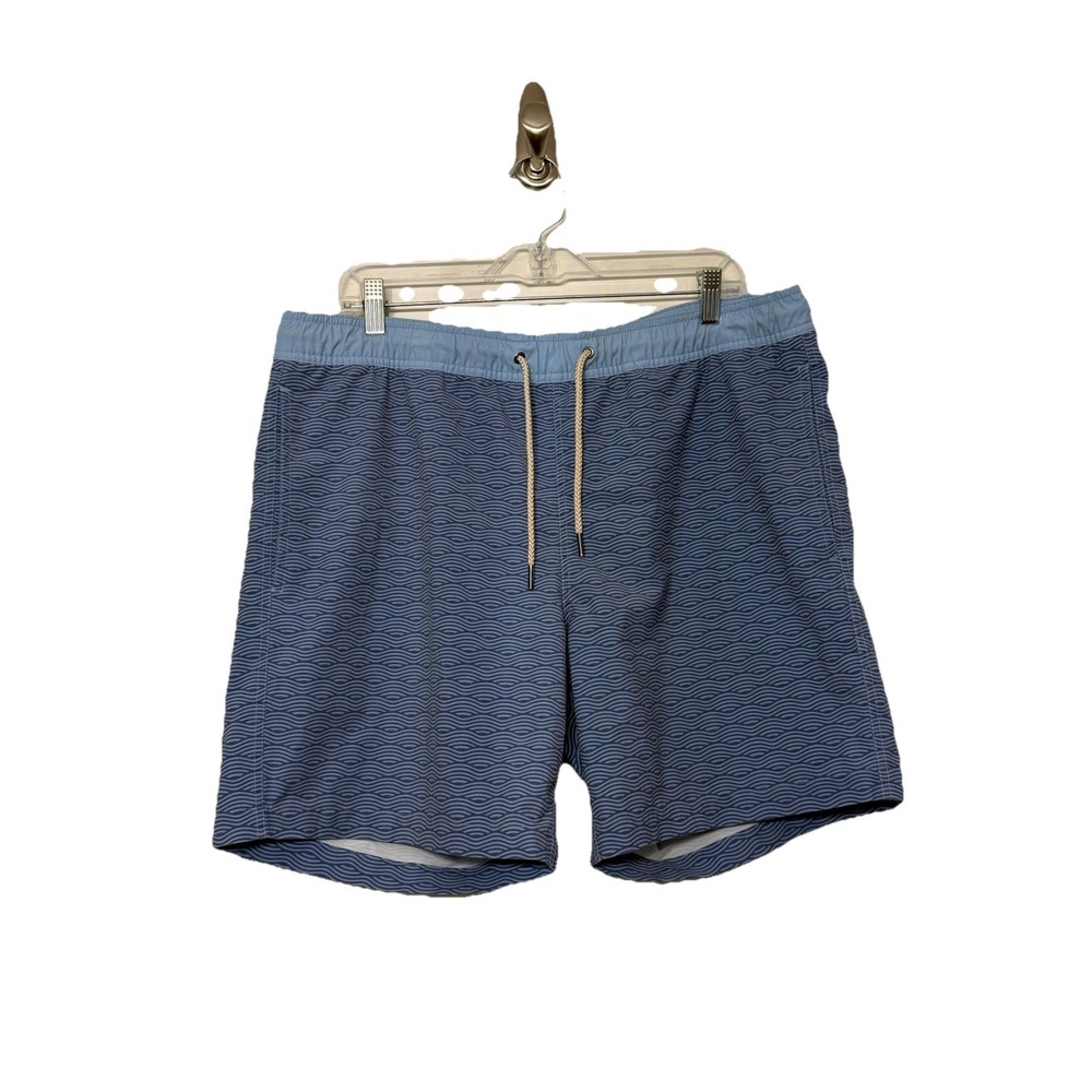 Fair Harbor Bayberry Swim Trunk Shorts Blue Waves 7" Lined Men's XL